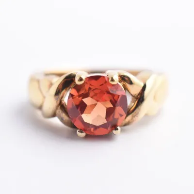 Orange Sapphire Sterling Silver Gold Vermeil Ring