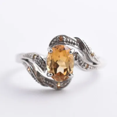 Citrine & Sapphire Sterling Silver Wrap Ring