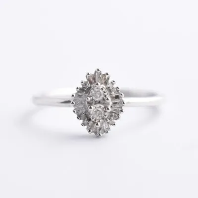Natural Diamond Sterling Silver Cluster Ring