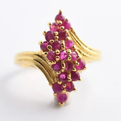 Ruby Sterling Silver Gold Vermeil Cluster Ring