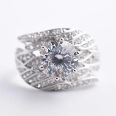 Ornate Sterling Silver Pavé Ring