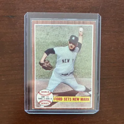 1962 Topps Baseball Card. Whitey Ford - Ford Sets New Mark. Card #235