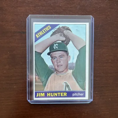 1966 Topps Baseball Card. Jim 'Catfish' Hunter - Oakland Athletics. Card #36