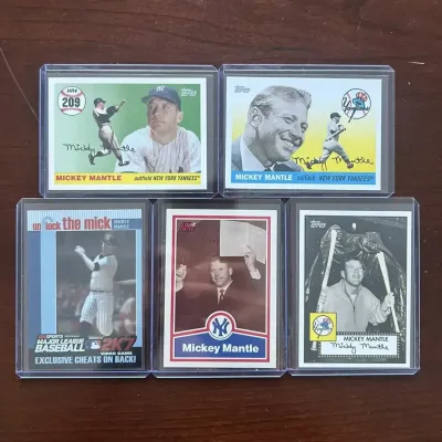 Mickey Mantle Vintage Baseball Cards.
