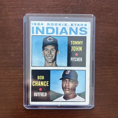 1964 Topps Baseball Card. Indians Rookie Stars - Tommy John. Card #146