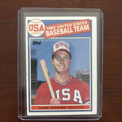 1985 Topps Baseball Card. Mark McGwire Rookie - USA. Card #401