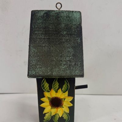 Decorative Wooden Birdhouse with Hand-Painted Sunflowers