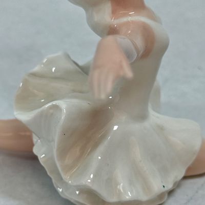 Vintage Porcelain Ballerina Figurine with Gold Accents