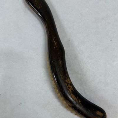 Vintage Curved Wooden Handle Clothes or Grooming Brush