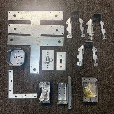 Assorted Metal Hardware, Electrical Boxes, and Simpson Strong-Tie Brackets
