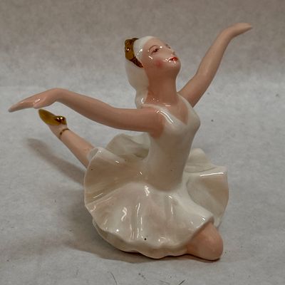 Vintage Porcelain Ballerina Figurine with Gold Accents