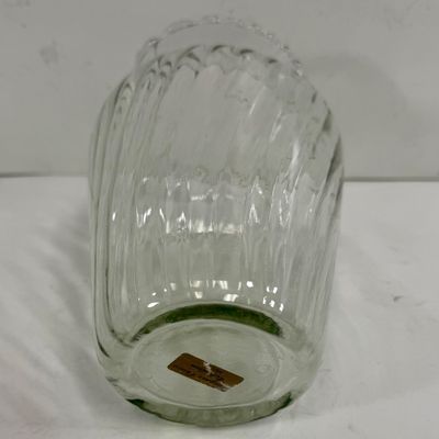 Clear Swirl Glass Vase with Ruffled Rim