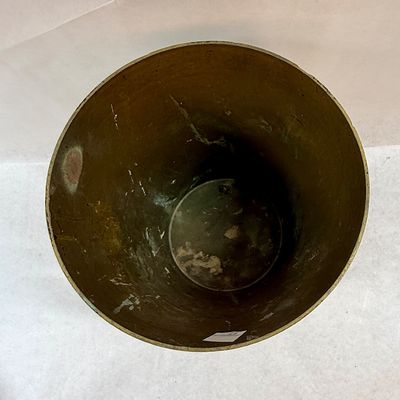 Vintage Italian Florentine Style Embossed Gilt Metal Wastebasket / Planter