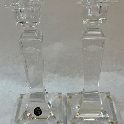 Rosenthal Versace Medusa Crystal Candlestick Holders - Pair