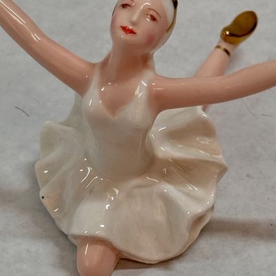 Vintage Porcelain Ballerina Figurine with Gold Accents