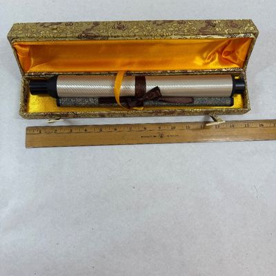 Chinese Silk Brocade Hanging Scroll Art with Decorative Presentation Box