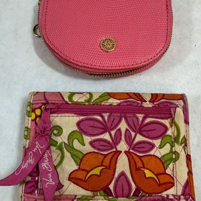 Anne Klein Pink Leather Pouch & Quilted Floral Wallet Lot
