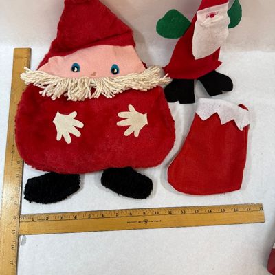 Vintage Christmas Plush Santa Pajama Bag, Elf & Stocking
