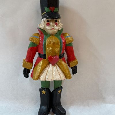 Vintage Hand-Painted Wooden Toy Soldier Nutcracker Figure Ornament