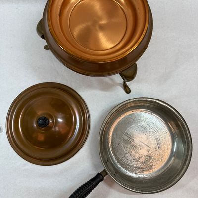 Vintage Copper Chafing Dish Chafing Pot Set with Burner Stand