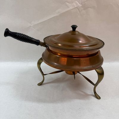 Vintage Copper Chafing Dish Chafing Pan Set with Stand & Burner