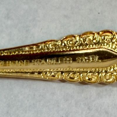 Vintage Gold Tone Demitasse Spoons and Sugar Tongs Set - Japan