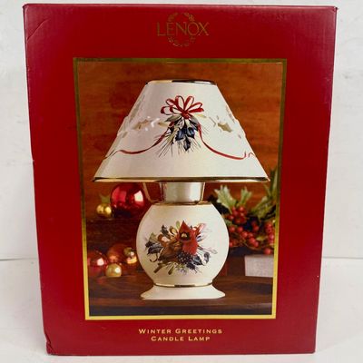 Lenox Winter Greetings Fine Ivory Porcelain Candle Lamp New in Box