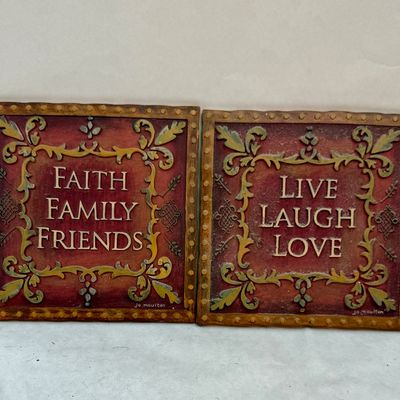 Jo Moulton Wall Plaques, Swirled Glass Egg & Frosted Glass Holly Basket