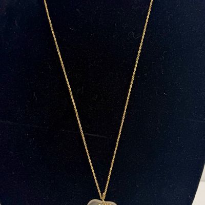 Vintage Avon Gold-Tone Frosted Glass Apple Pendant Necklace