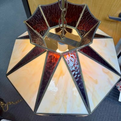 Vintage Tiffany-Style Stained Glass Swag Pendant Light Shade