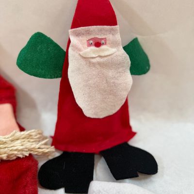 Vintage Christmas Plush Santa Pajama Bag, Elf & Stocking