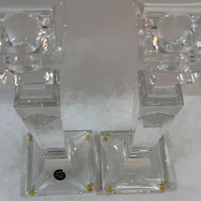 Rosenthal Versace Medusa Crystal Candlestick Holders - Pair