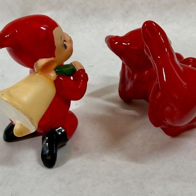 Vintage Ceramic Christmas Pixie Elf Figurines - Pair