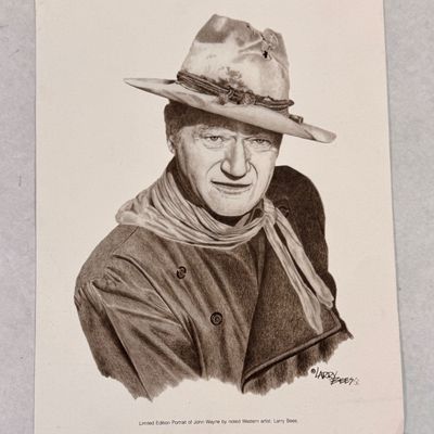 Vintage John Wayne Limited Edition Portrait Print by Larry Bees
