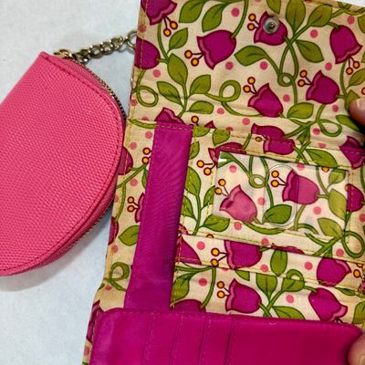 Anne Klein Pink Leather Pouch & Quilted Floral Wallet Lot