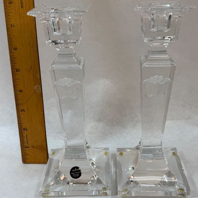 Rosenthal Versace Medusa Crystal Candlestick Holders - Pair