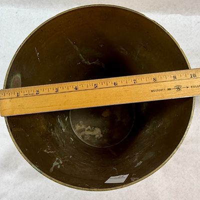 Vintage Italian Florentine Style Embossed Gilt Metal Wastebasket / Planter