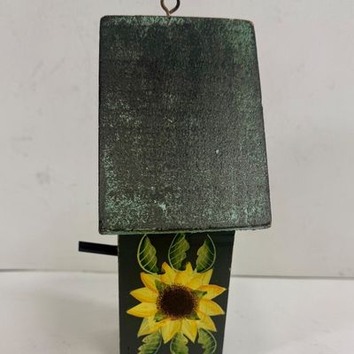 Decorative Wooden Birdhouse with Hand-Painted Sunflowers