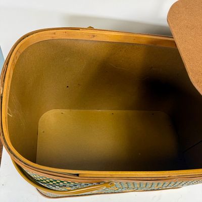 Vintage Hawkeye Burlington Basket Co. Picnic Basket Set in Original Box
