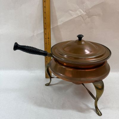 Vintage Copper Chafing Dish Chafing Pan Set with Stand & Burner