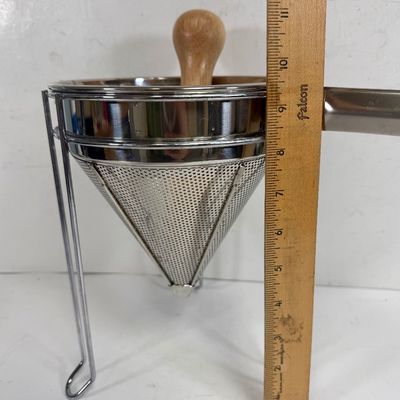Norpro Stainless Steel Chinois Strainer Set with Stand and Wooden Pestle