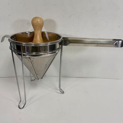 Norpro Stainless Steel Chinois Strainer Set with Stand and Wooden Pestle