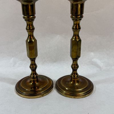 Pair of Vintage Brass Candlestick Holders - Approx. 7.5 Inches Tall