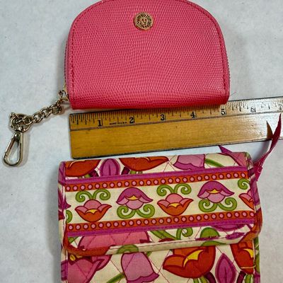 Anne Klein Pink Leather Pouch & Quilted Floral Wallet Lot