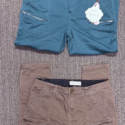 2 Pairs Knox Rose Womens Ankle Skinny Pants Size 10 NWT Teal & Brown