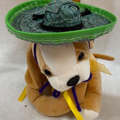 Vintage & Novelty Collectible Lot - Plush Dog in Sombrero, Sand Art Bottle & Pen