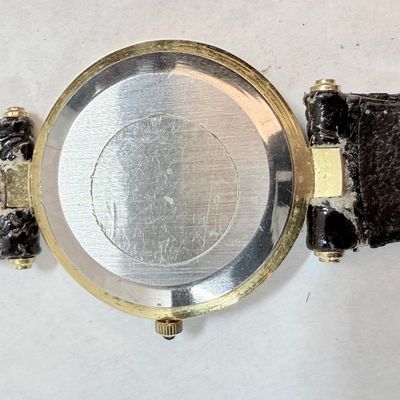 Vintage Noble Black Museum Dial Quartz Watch with Leather Strap