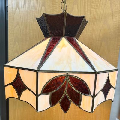 Vintage Tiffany-Style Stained Glass Swag Pendant Light Shade