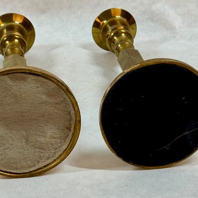 Pair of Vintage Brass Candlestick Holders - Approx. 7.5 Inches Tall
