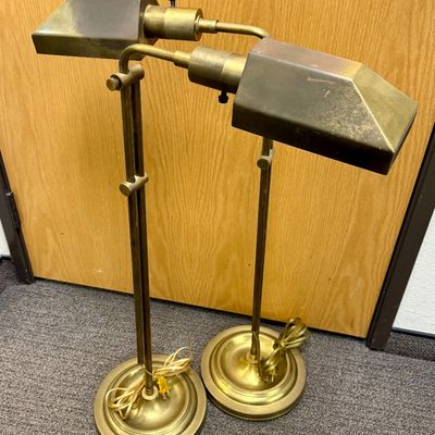 Pair of Stiffel MCM Vintage Brass Pharmacy Reading Lamps